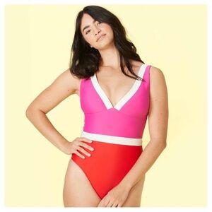 Summersalt The Atlas Pink Red One Piece Swimsuit Size 22